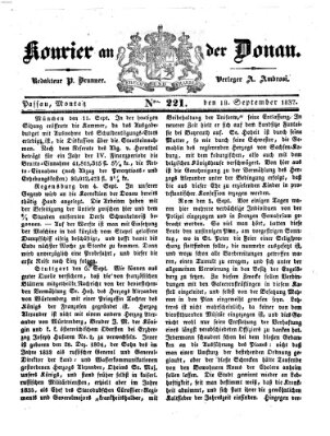 Kourier an der Donau (Donau-Zeitung) Montag 18. September 1837