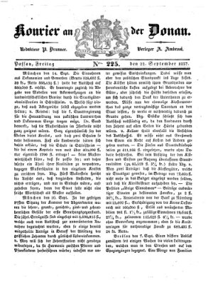 Kourier an der Donau (Donau-Zeitung) Freitag 22. September 1837