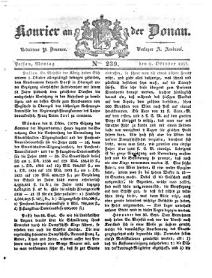 Kourier an der Donau (Donau-Zeitung) Montag 9. Oktober 1837