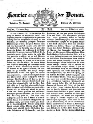 Kourier an der Donau (Donau-Zeitung) Donnerstag 12. Oktober 1837