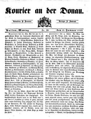 Kourier an der Donau (Donau-Zeitung) Montag 22. Januar 1838