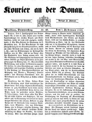 Kourier an der Donau (Donau-Zeitung) Donnerstag 1. Februar 1838
