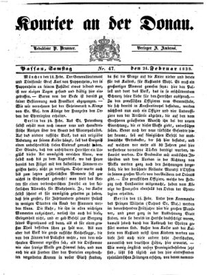 Kourier an der Donau (Donau-Zeitung) Samstag 24. Februar 1838