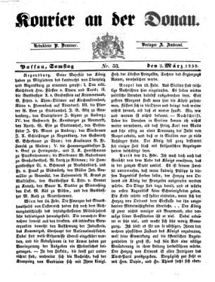 Kourier an der Donau (Donau-Zeitung) Samstag 3. März 1838
