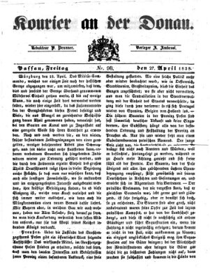 Kourier an der Donau (Donau-Zeitung) Freitag 27. April 1838
