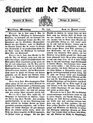 Kourier an der Donau (Donau-Zeitung) Montag 18. Juni 1838