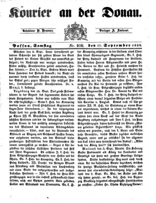 Kourier an der Donau (Donau-Zeitung) Samstag 15. September 1838