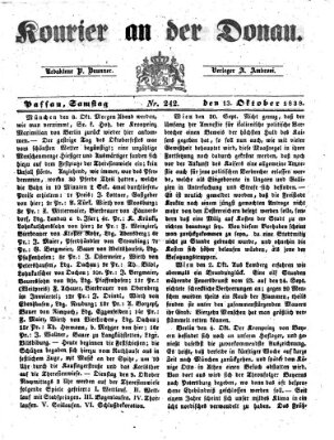 Kourier an der Donau (Donau-Zeitung) Samstag 13. Oktober 1838