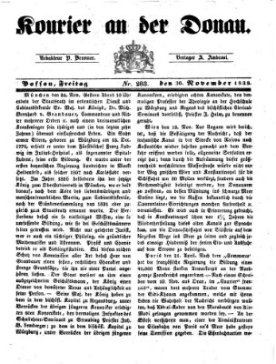 Kourier an der Donau (Donau-Zeitung) Freitag 30. November 1838