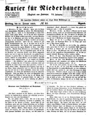 Kurier für Niederbayern Freitag 21. Januar 1853