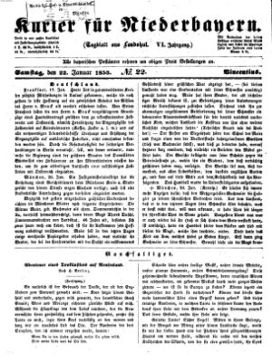Kurier für Niederbayern Samstag 22. Januar 1853