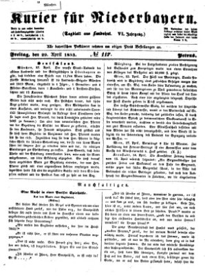 Kurier für Niederbayern Freitag 29. April 1853