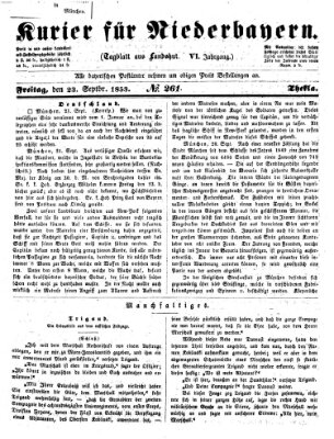 Kurier für Niederbayern Freitag 23. September 1853