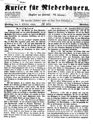 Kurier für Niederbayern Freitag 7. Oktober 1853
