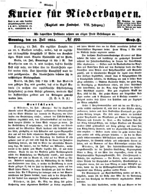 Kurier für Niederbayern Sonntag 16. Juli 1854
