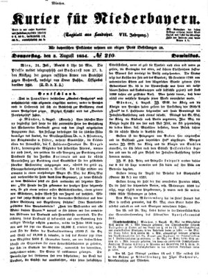 Kurier für Niederbayern Donnerstag 3. August 1854