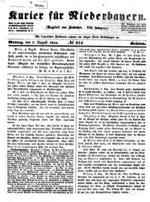 Kurier für Niederbayern Montag 7. August 1854