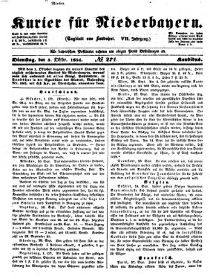 Kurier für Niederbayern Dienstag 3. Oktober 1854