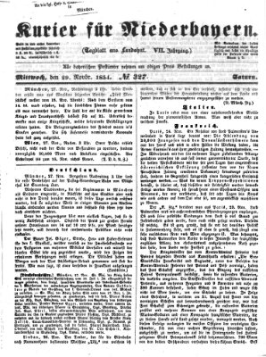 Kurier für Niederbayern Mittwoch 29. November 1854