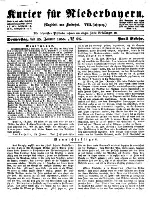 Kurier für Niederbayern Donnerstag 25. Januar 1855