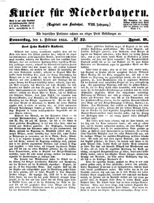Kurier für Niederbayern Donnerstag 1. Februar 1855