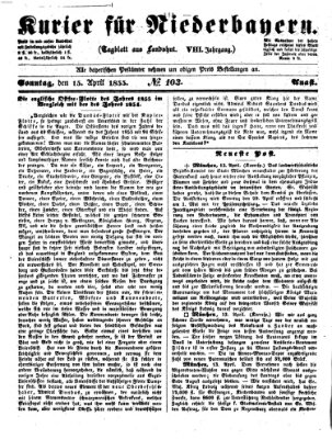Kurier für Niederbayern Sonntag 15. April 1855