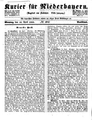 Kurier für Niederbayern Montag 16. April 1855