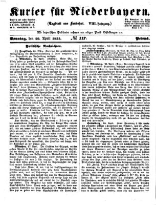 Kurier für Niederbayern Sonntag 29. April 1855