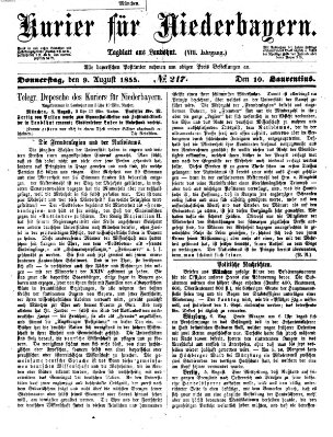 Kurier für Niederbayern Donnerstag 9. August 1855