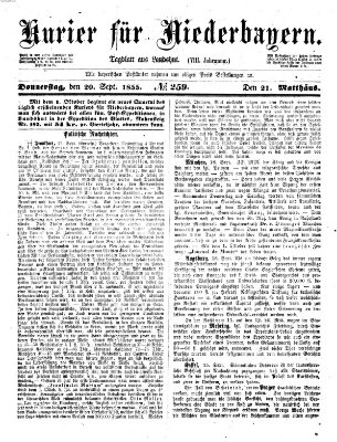Kurier für Niederbayern Donnerstag 20. September 1855