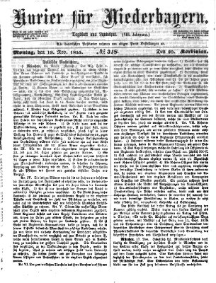 Kurier für Niederbayern Montag 19. November 1855