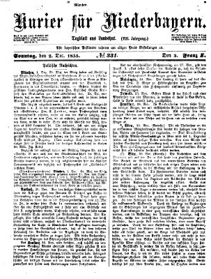 Kurier für Niederbayern Sonntag 2. Dezember 1855