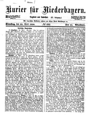 Kurier für Niederbayern Dienstag 22. April 1856