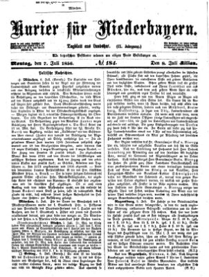 Kurier für Niederbayern Montag 7. Juli 1856