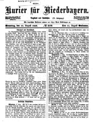 Kurier für Niederbayern Sonntag 10. August 1856