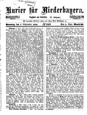 Kurier für Niederbayern Sonntag 7. September 1856