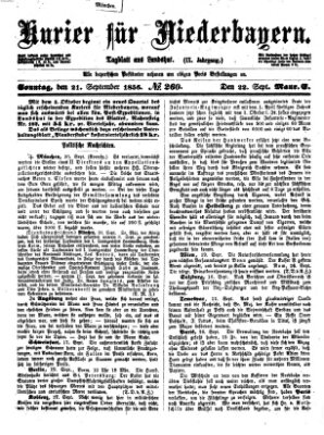 Kurier für Niederbayern Sonntag 21. September 1856