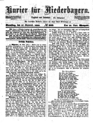 Kurier für Niederbayern Samstag 27. September 1856