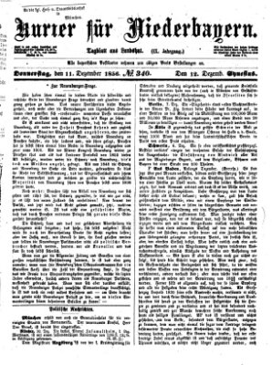 Kurier für Niederbayern Donnerstag 11. Dezember 1856
