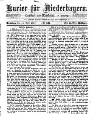 Kurier für Niederbayern Sonntag 15. Februar 1857