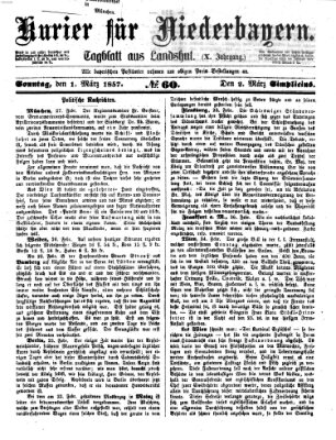 Kurier für Niederbayern Sonntag 1. März 1857
