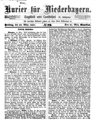 Kurier für Niederbayern Freitag 20. März 1857