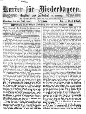 Kurier für Niederbayern Samstag 11. April 1857