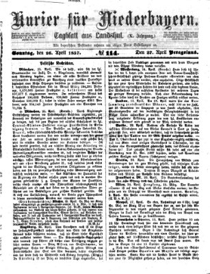 Kurier für Niederbayern Sonntag 26. April 1857