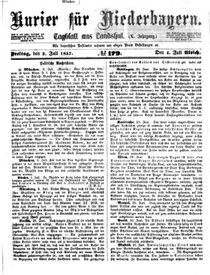Kurier für Niederbayern Freitag 3. Juli 1857