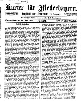 Kurier für Niederbayern Donnerstag 16. Juli 1857