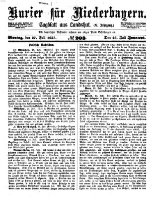 Kurier für Niederbayern Montag 27. Juli 1857