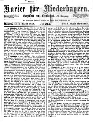 Kurier für Niederbayern Samstag 8. August 1857