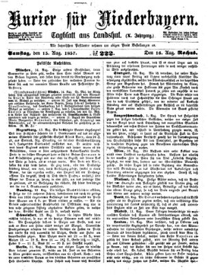 Kurier für Niederbayern Samstag 15. August 1857