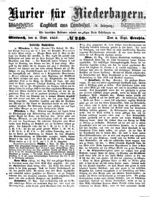 Kurier für Niederbayern Mittwoch 2. September 1857